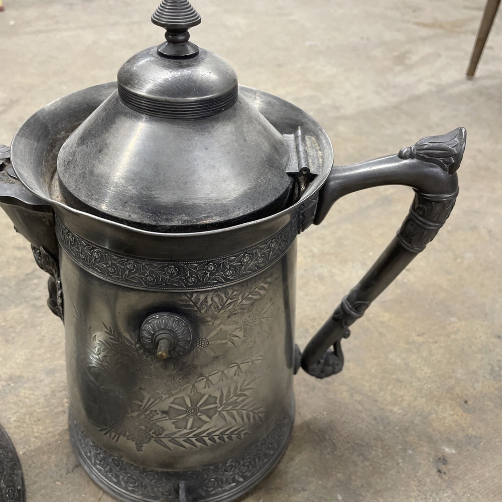Antique Victorian Silverplate Tilting Water Coffee Pitcher
