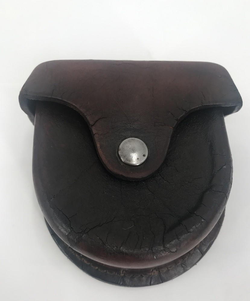 Vintage Leather Compass Belt Holder Case Brown
