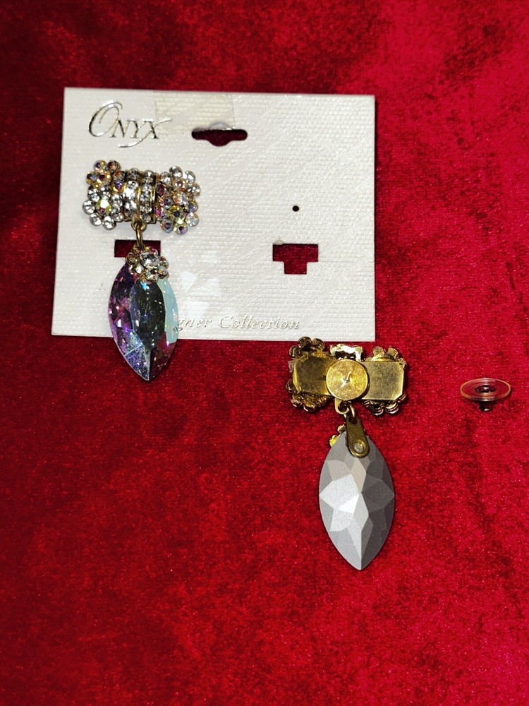 Onyx Designer Dangle Rhinestone Earrings