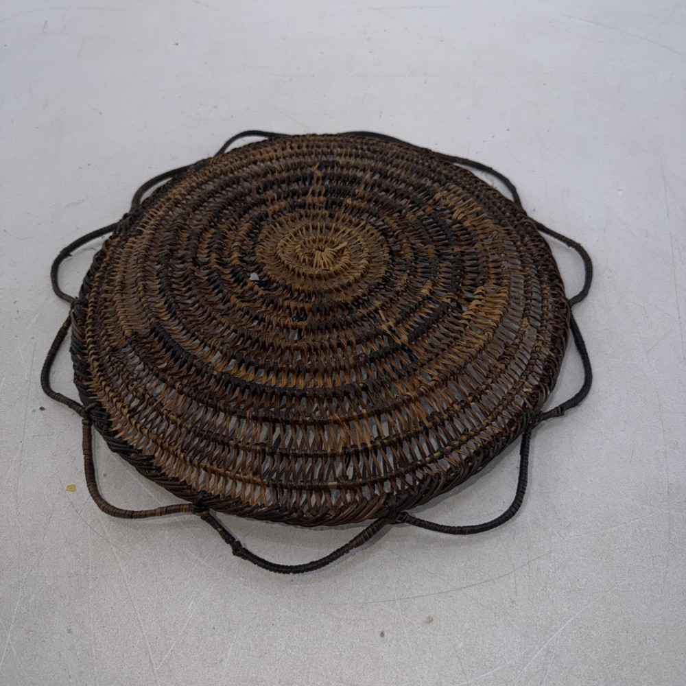 Brown &Tan Rattan Boho Wall Decor – Round Flat Wall Decor