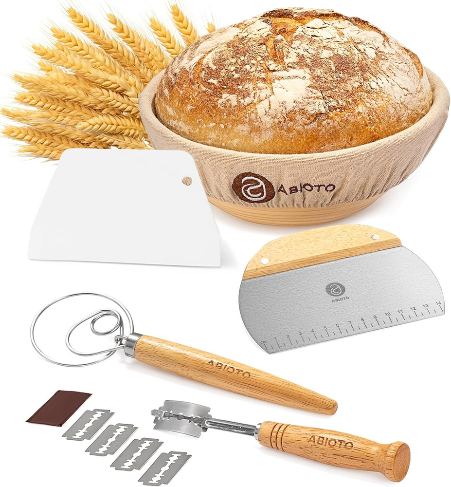 Bread Making Tools by - a Complete Bread Kit with 9" round Proofing Basket with
