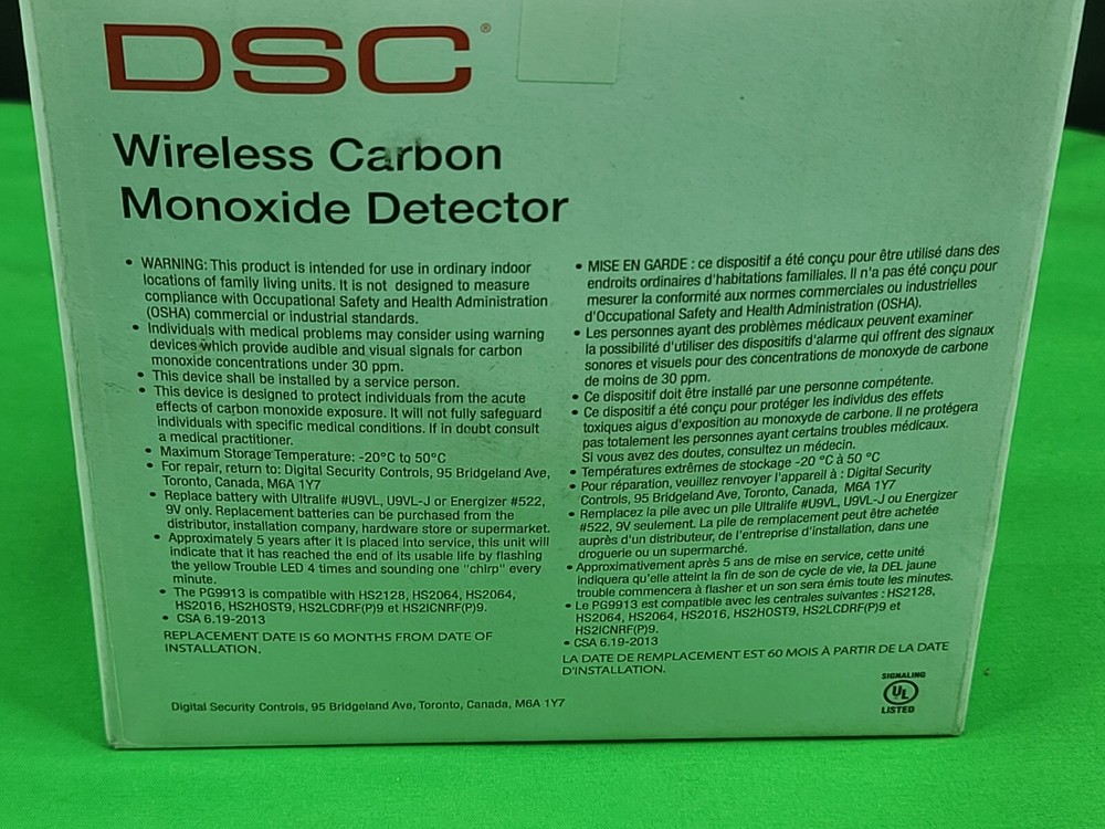 DSC Carbon Monoxide Detector PG9913