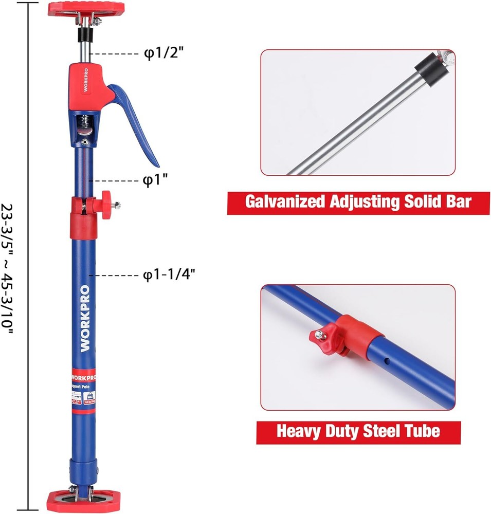 WORKPRO Cabinet Jack Support Pole 154lbs Capacity Steel Telescopic Quick Support