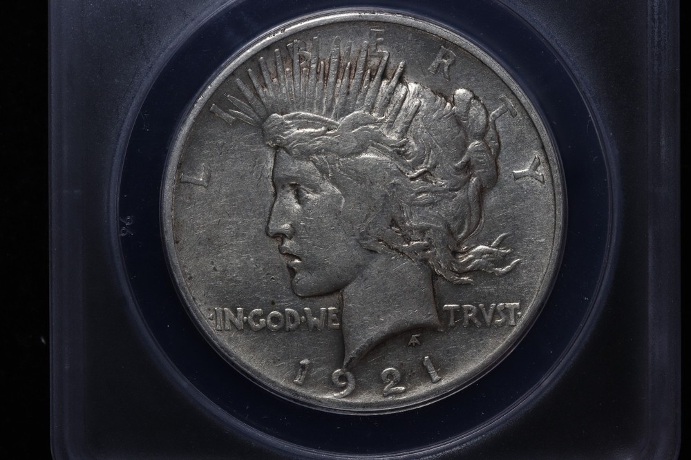 1921 $1 Peace Silver Dollar ANACS AU53