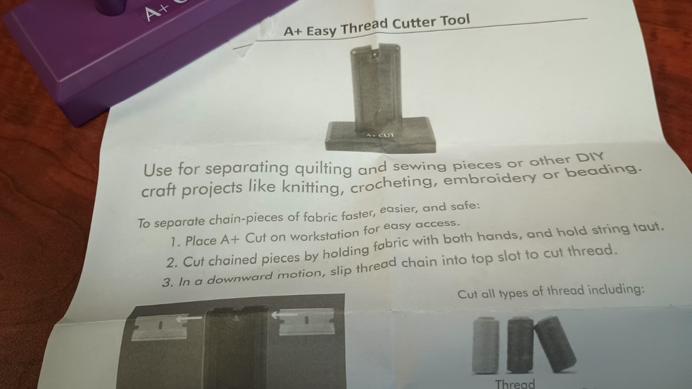 A+ Easy Thread Cutter Tool Craft, Quilting, Sewing. Instructions included