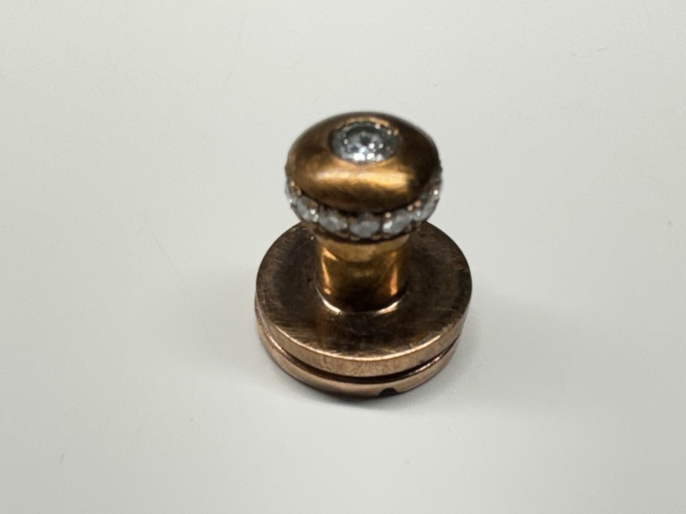 10 karat solid rose gold & diamond button handmade in usa