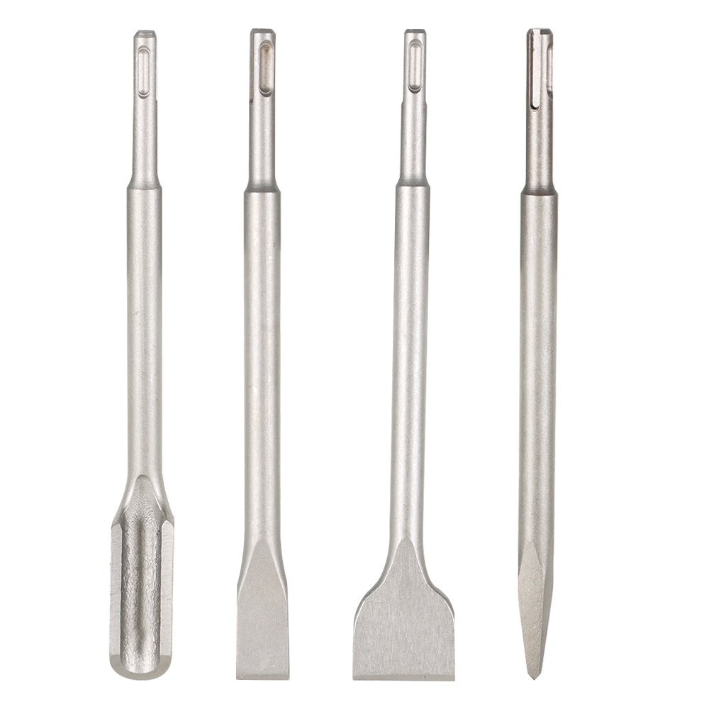4 Pcs High Quality SDS Plus Chisel Bits Flat Chisel Grooving Chisel Point Chisel