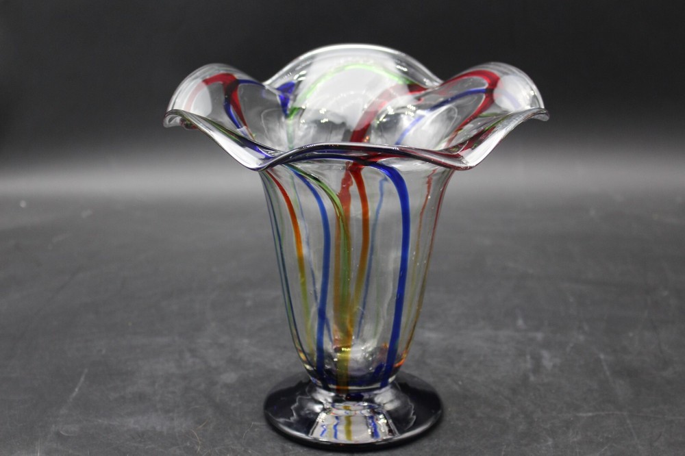 Fluted Blown Glass 7.25"  Vase