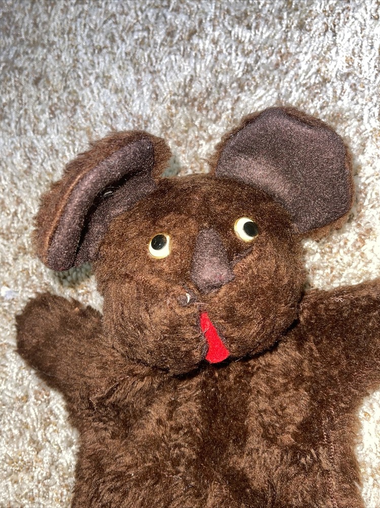 Vtg Hand Made Plush Hand Puppet Mouse Bear Google Eyes