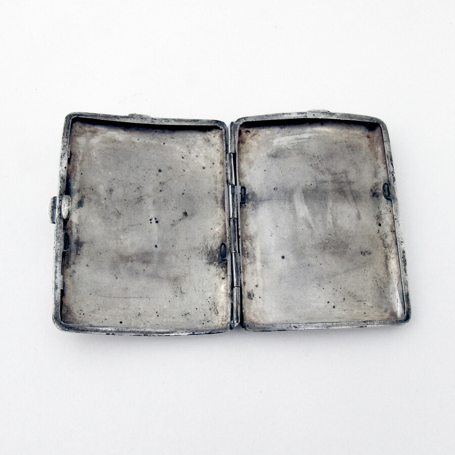 Chinese Export Silver Cigarette Case Applied Dragon