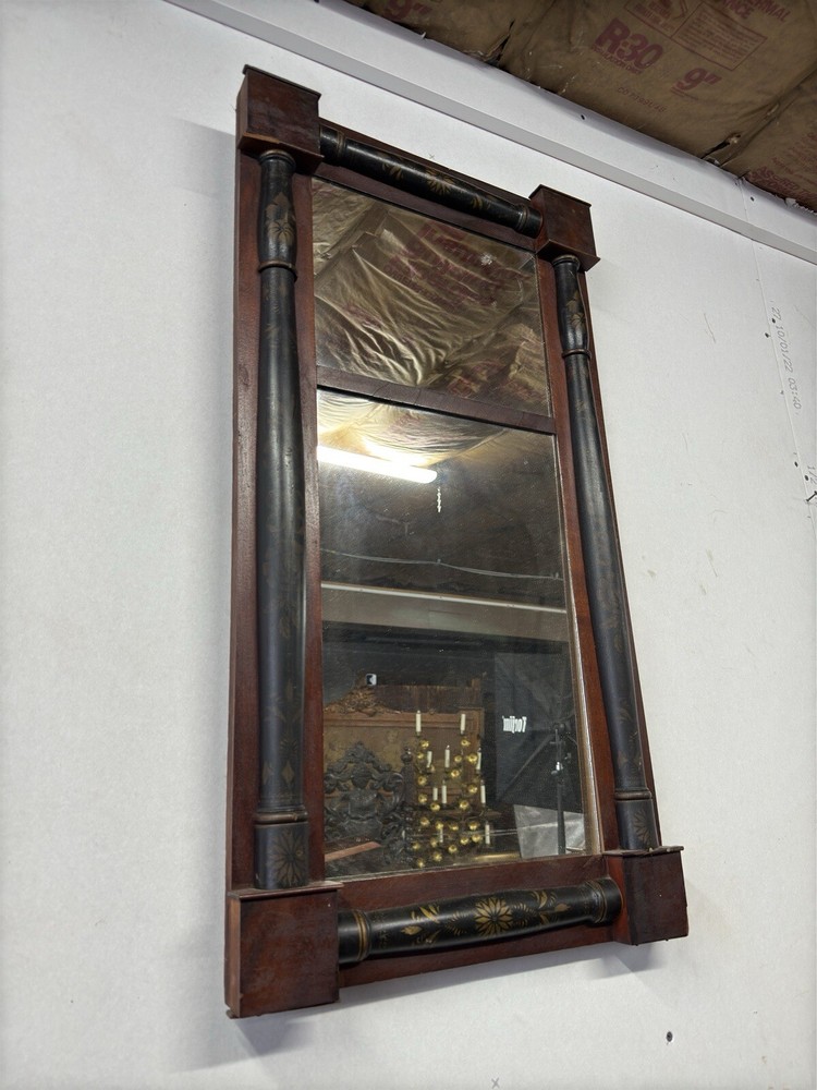 antique classical empire hall mirror stencil columns parcel gilt 1830