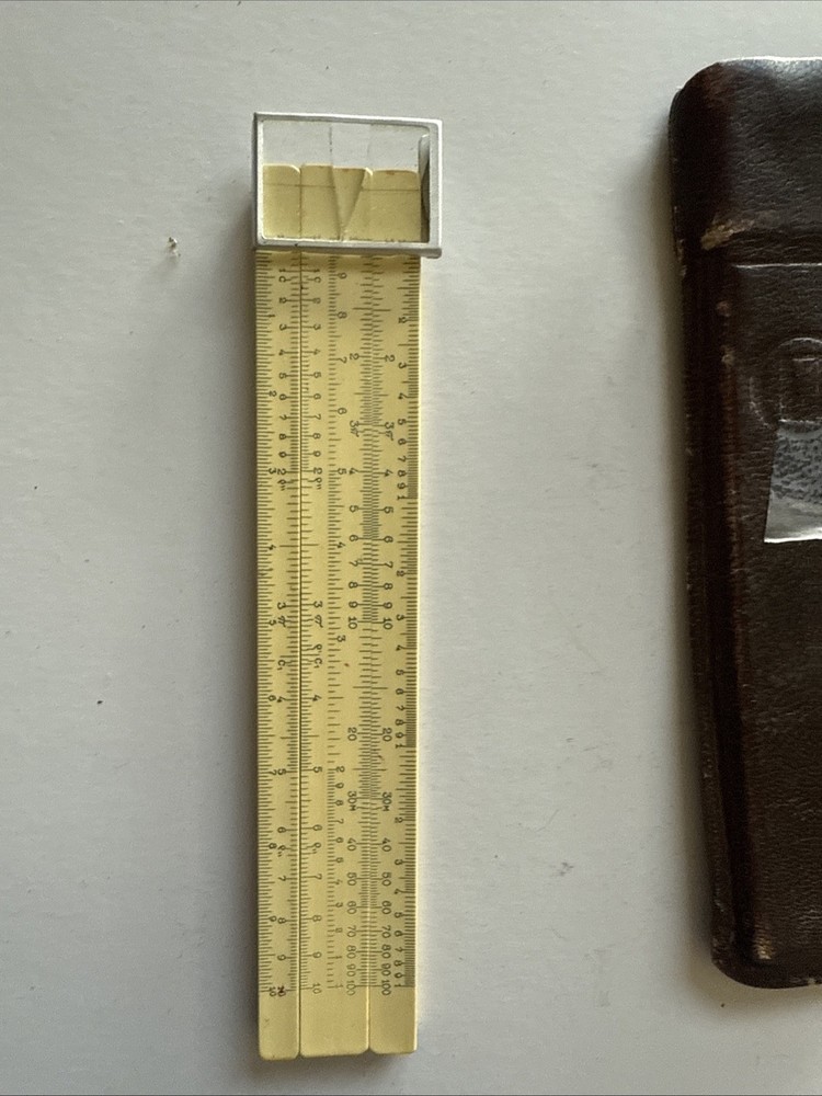 Russian c.1953 SLIDE RULE Tool & case Logarithmic Engineer Ruler Soviet USSR