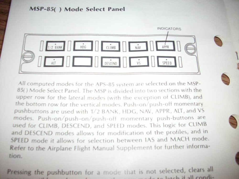Collins APS-85 Autopilot in Falcon 50 Pilots' Guide