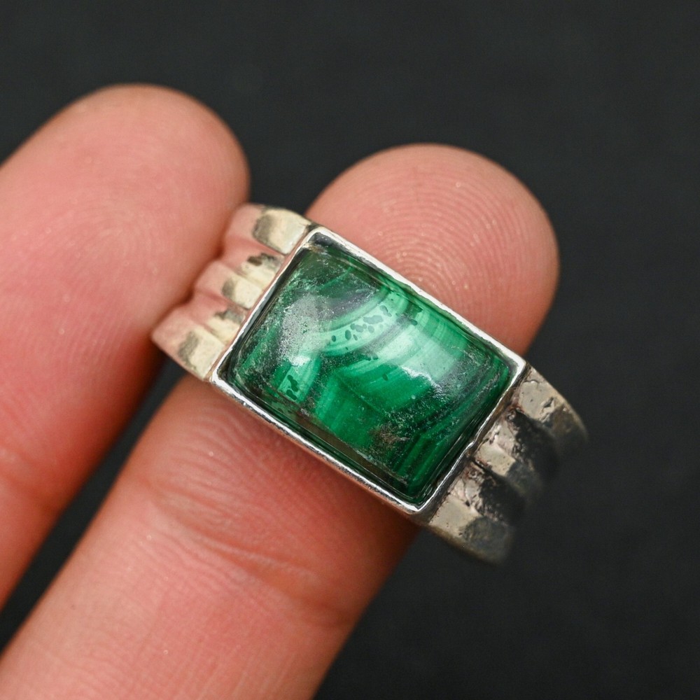 Malachite Men's Ring 925 Sterling Silver Handmade-Statement Ring All Size-BJ106