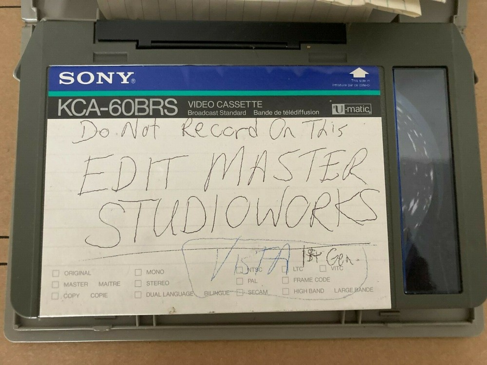 Edit Master Studioworks 3/4" U-Matic Broadcast Master Video Tape Read Descriptio
