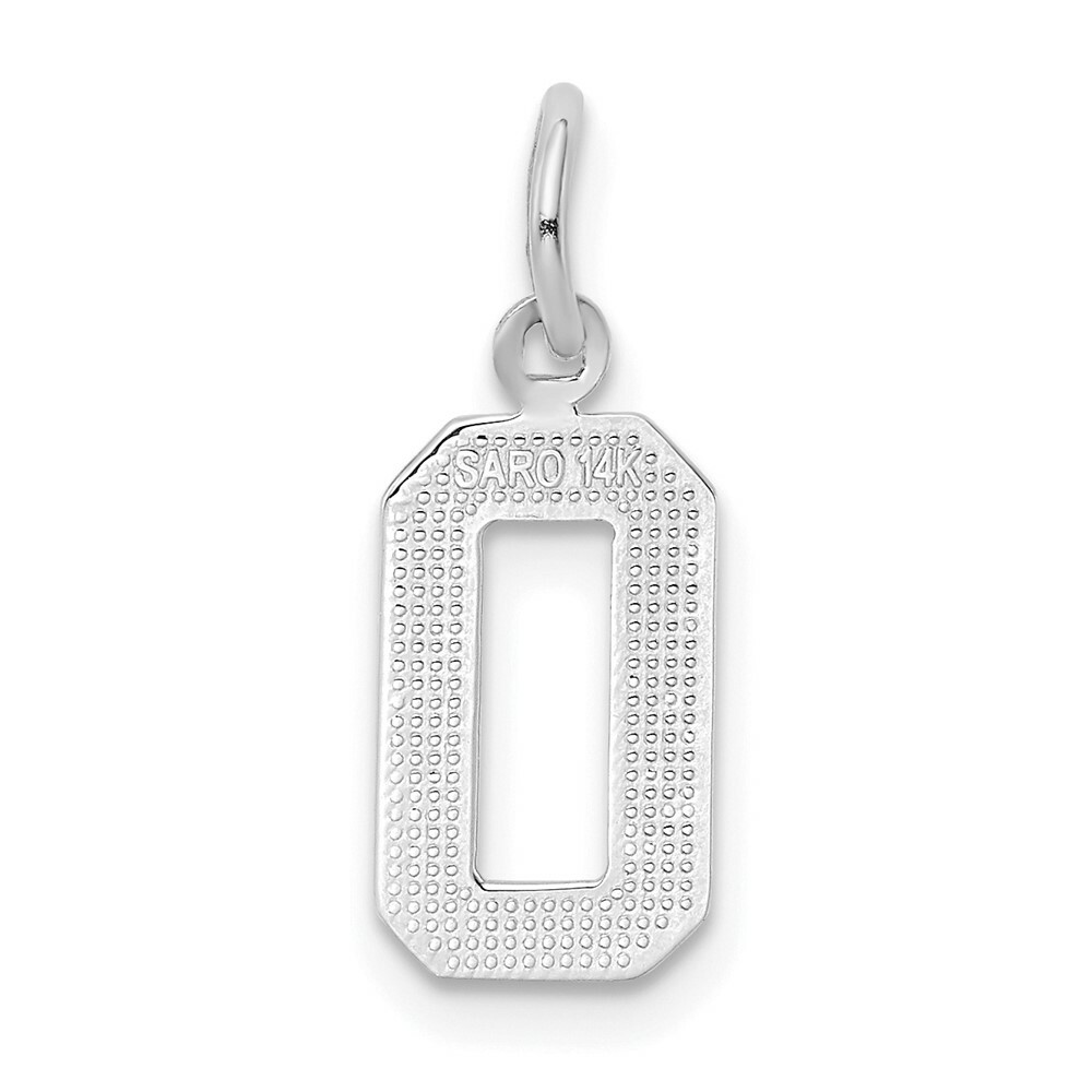 14K White Gold Small Polished Number 0 Charm