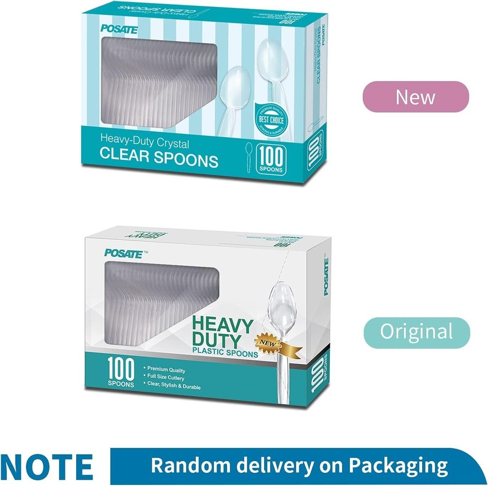Heavyweight Plastic Spoons Clear 100 Count