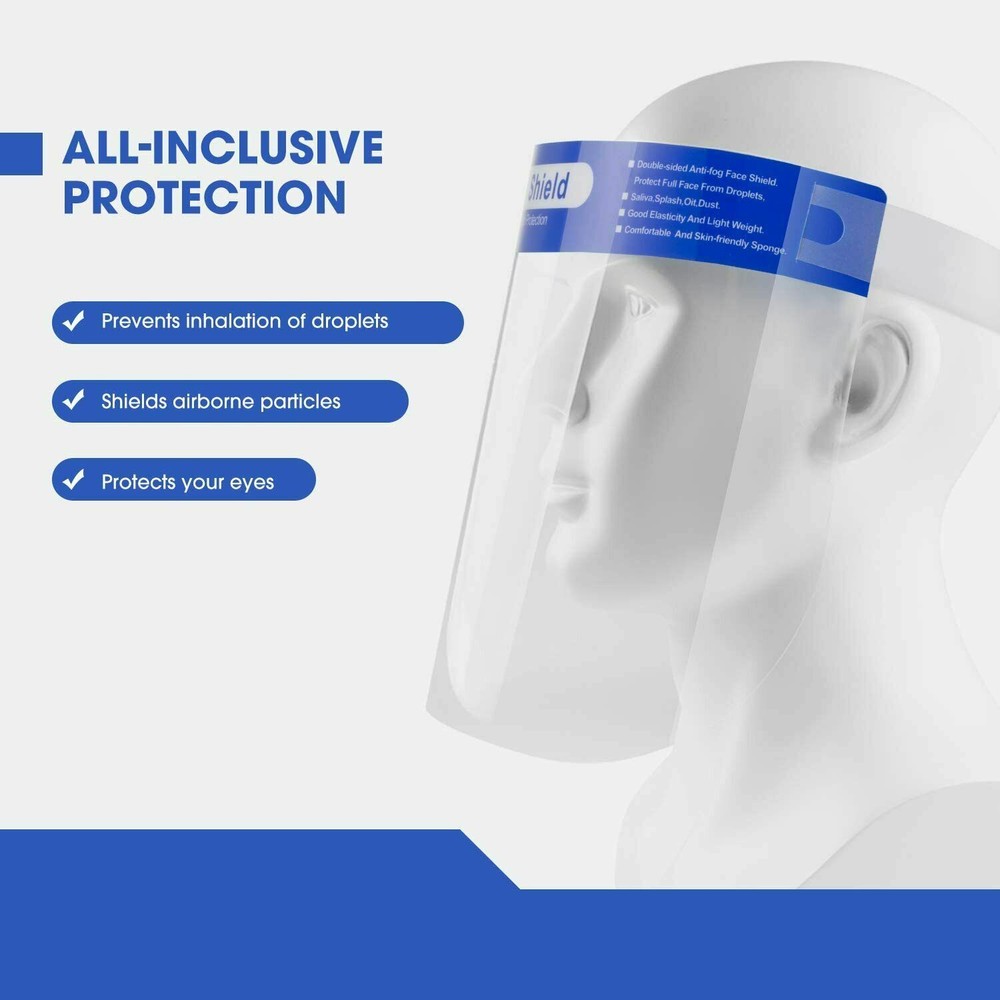 10 Pack Reusable Face Shield Adjustable, Headband Elastic Anti Dust Cover