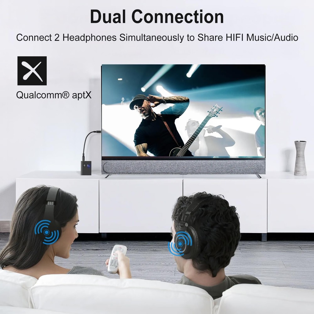 Bluetooth Transmitter Receiver for TV, 2-in-1 Bluetooth 5.3 Adapter with Qual...