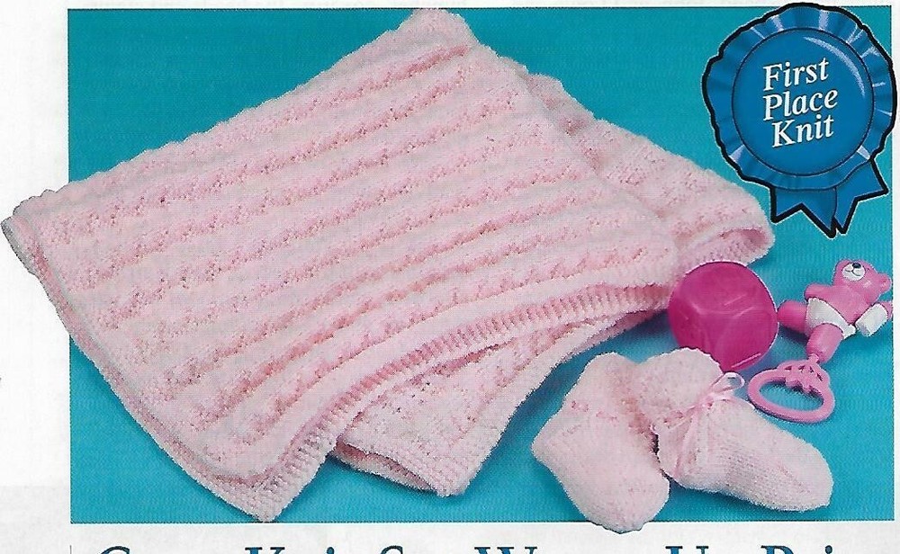 Baby Afghan & Booties knitting PATTERN INSTRUCTIONS