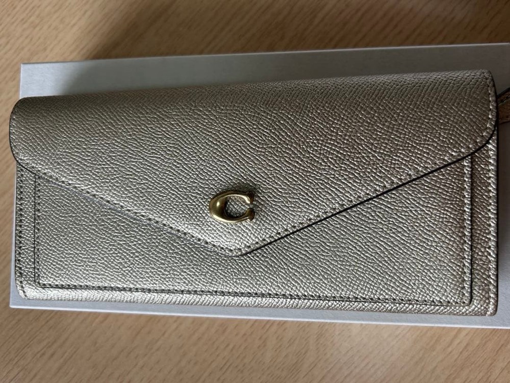 COACH Long Wallet Genuine Leather Gold