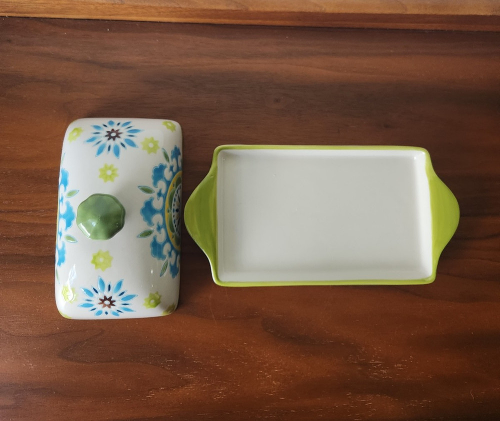 Ceramic Butter dish with Lid Hand Painted