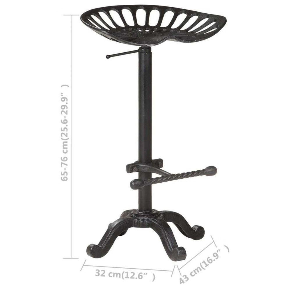 Bar Stool Black Cast Iron Counter Height Adjustable Retro