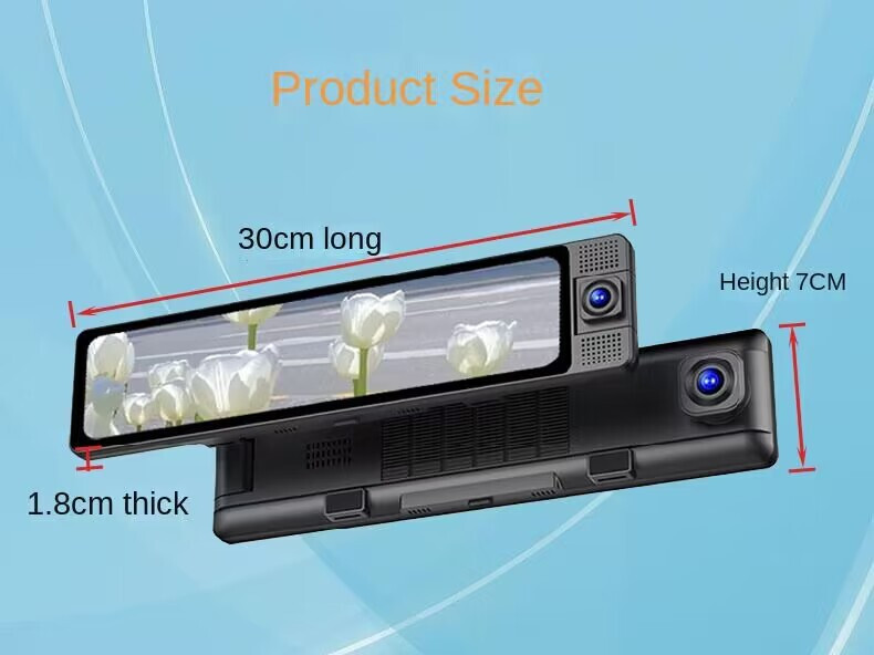 3 Lens Dash Cam Car DVR Recorder Touch Screen Front/Rear/Inside Camera G-Sensor