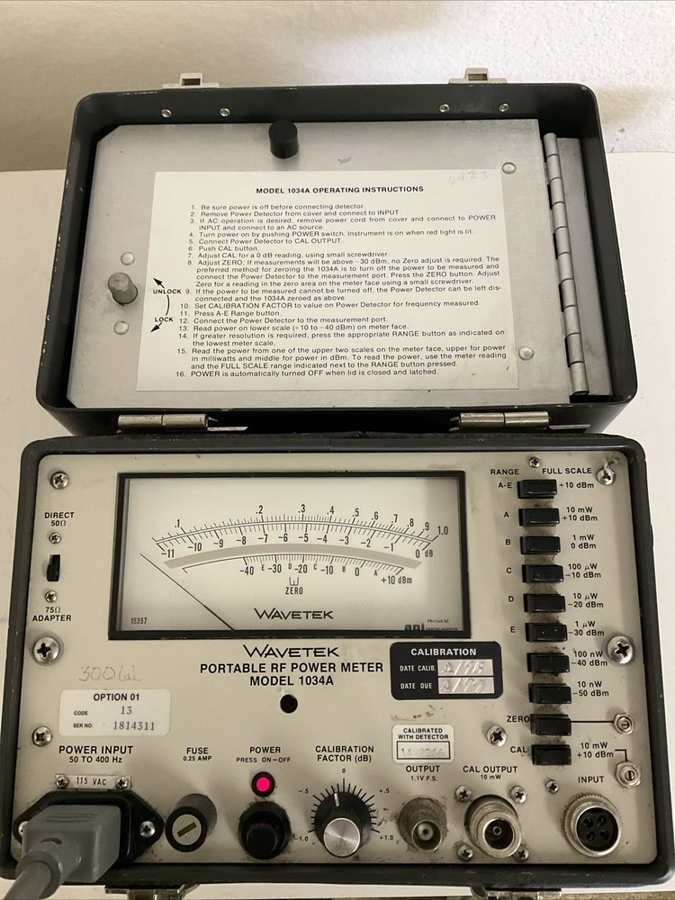 Wavetek Portable RF Power Meter Model 1034A