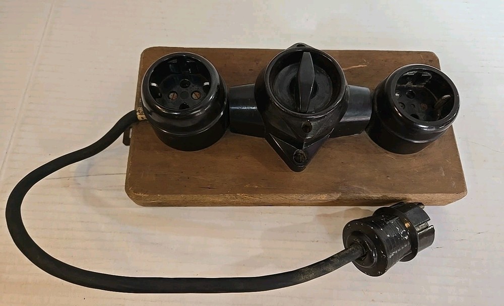 Distributor Plate Switch Panel Socket 2 Pieces Bakelite with Cable and Plug