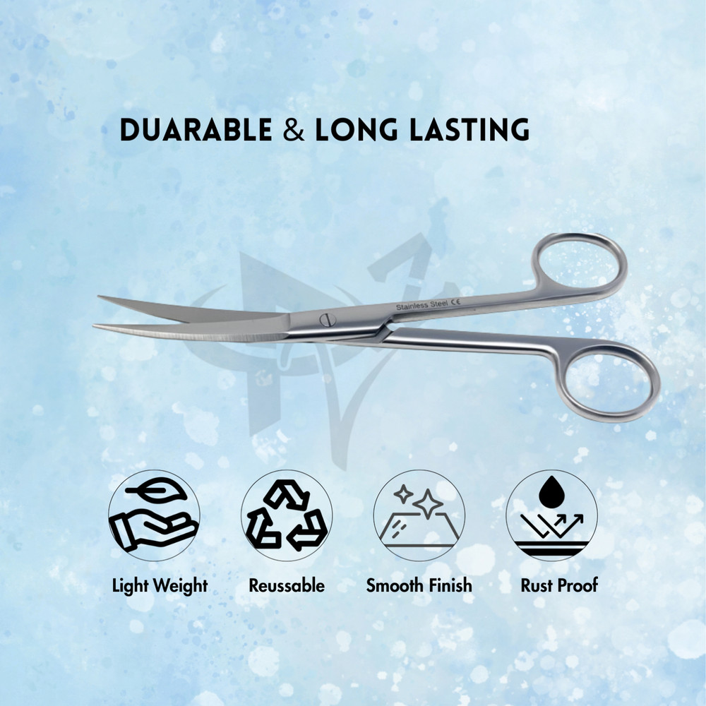 Operating Scissors, Sharp/Sharp, Curved Blades - 6.5"Stainless Steel CE