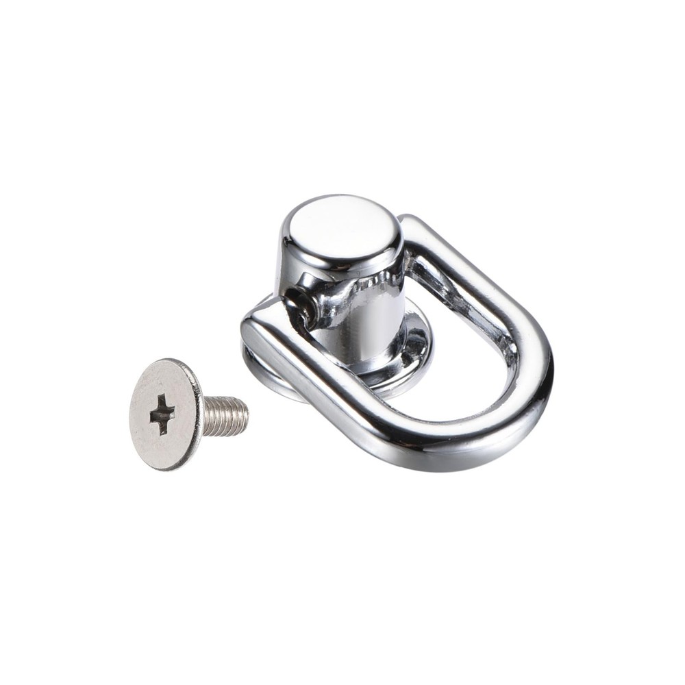 12x10mm Ball Head Button Studs with D Ring Silver White 10pcs