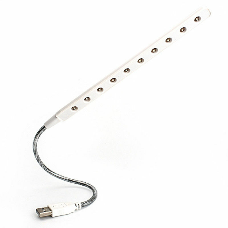 USB LED LIGHT / 10-LED's / FLEXIBLE LAMP / READING LIGHT color ( SILVER )