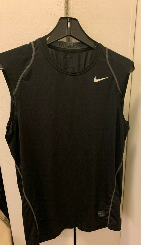 Nike Dri Fit  Pro Fitted Sleeveless Shirt-Medium Black