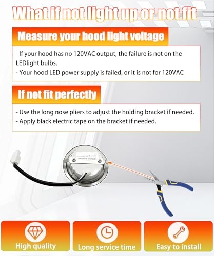 2Pcs 3W LED Light Bulbs Replacement for Awoco Range Hoods (6000K 6000k Cold