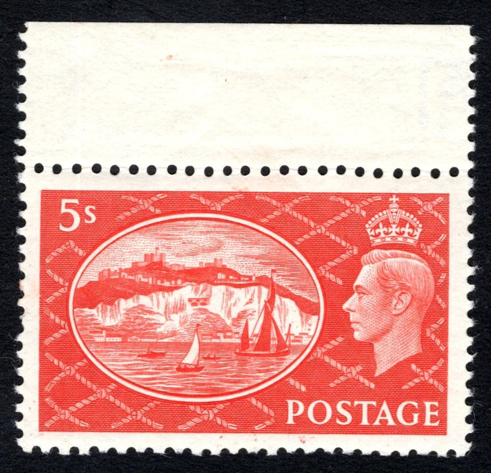 GEORGE VI NICE U/MINT 5/ RED MARGINAL.