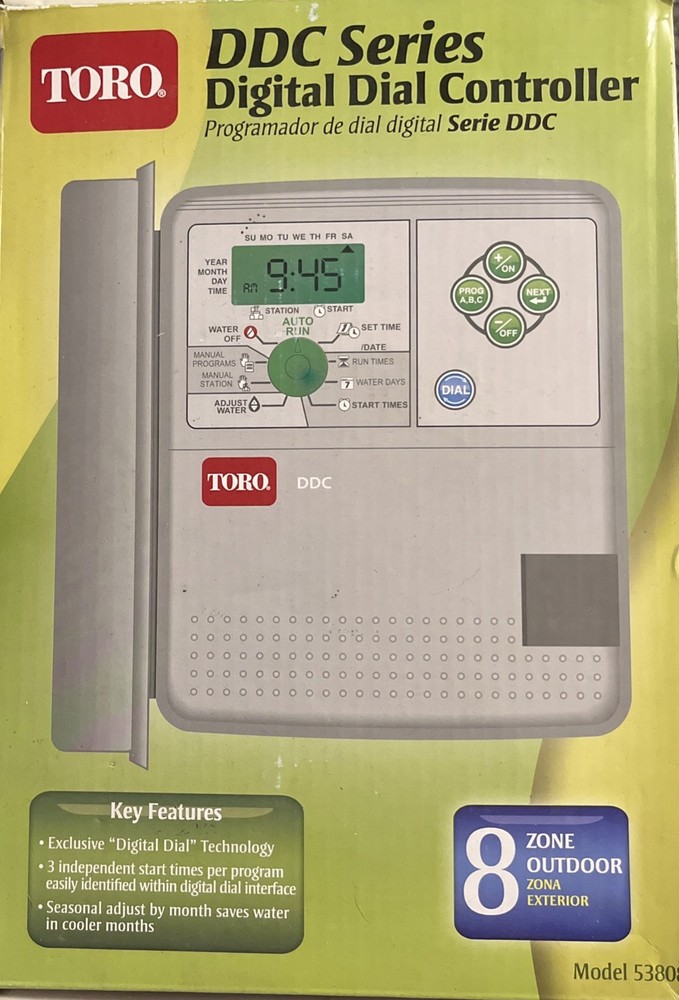 TORO 53808 DDC-8 ID OD Controller Timer Digital Dial 8 Zone Sprinkler Box