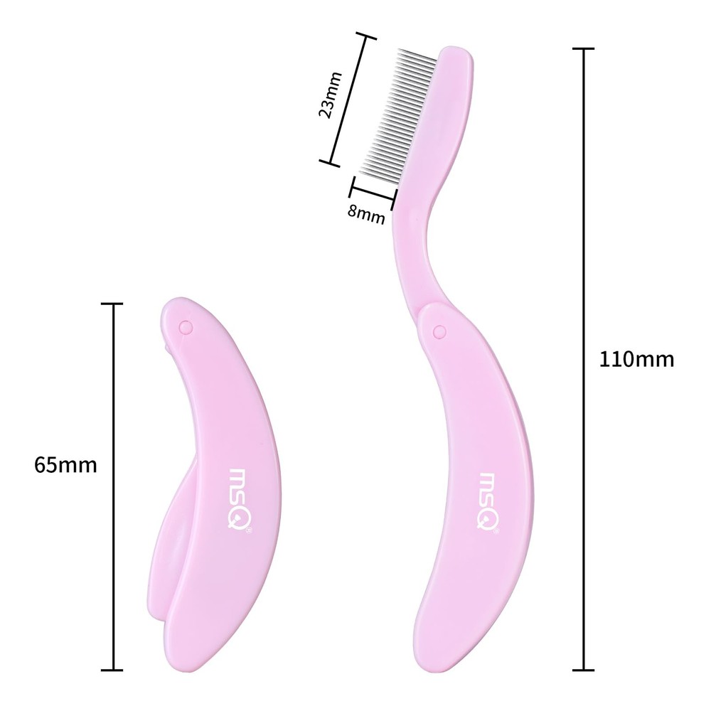 Eyelash Comb MSQ Separator Tool Folding Pink