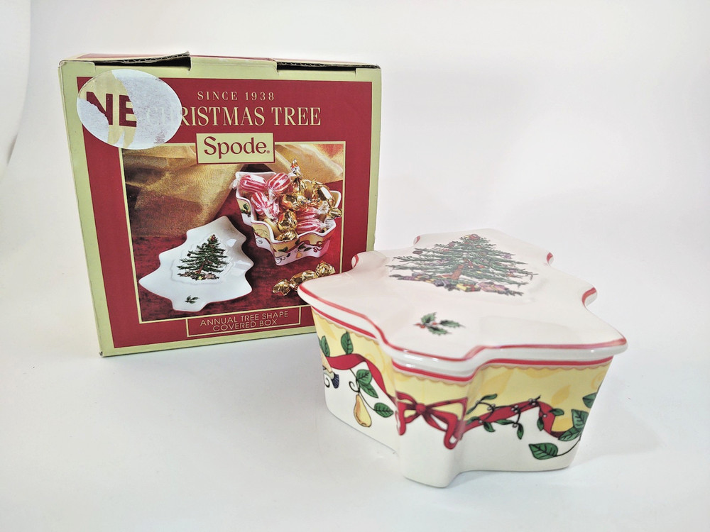 Spode Christmas Tree 2012 Annual Tree Shaped Box & Lid w/Box - Partridge & Pear