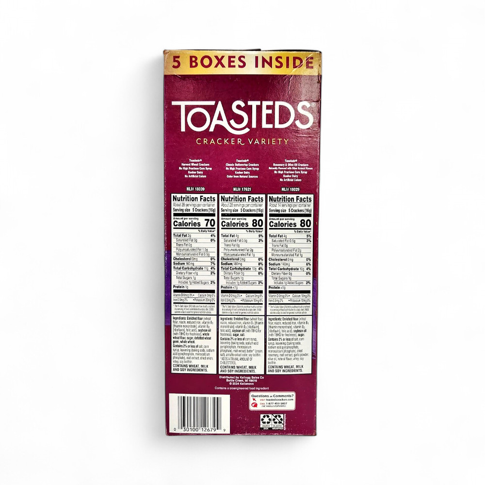 Kellogg's Toasted Variety Pack Crackers, 8oz 5-Pack