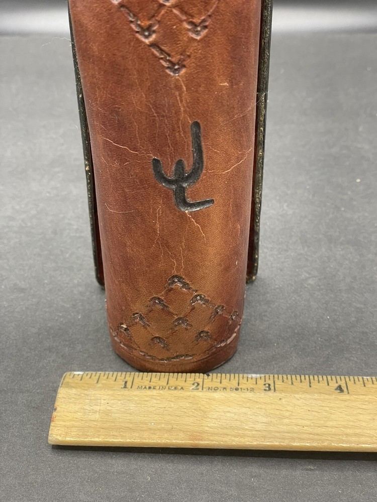 Flashlight/Night Stick Tooled Branded Genuine Leather Brown Holster