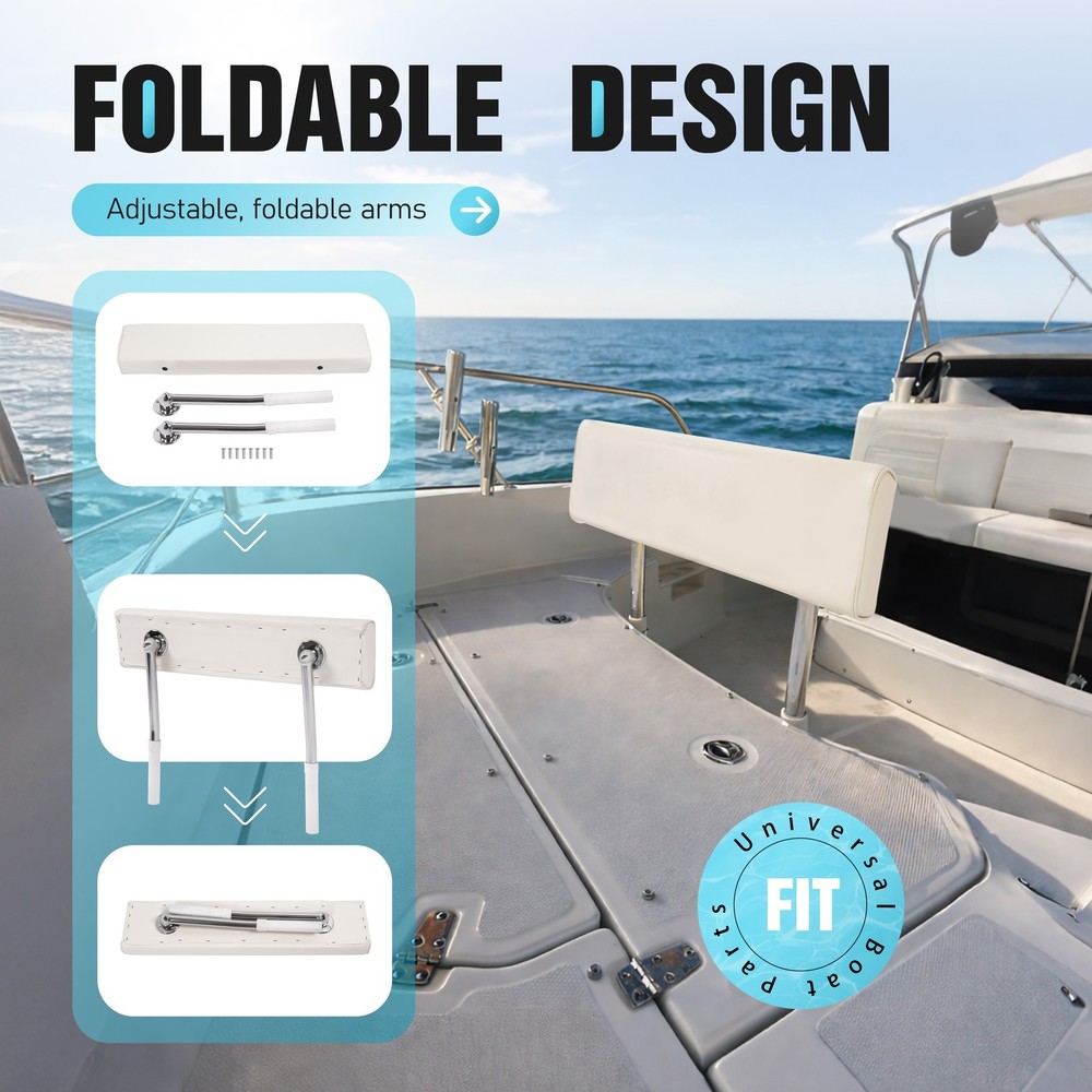 For Universal Leaning Post Backrest with Folding Arms Removable White+Silvery