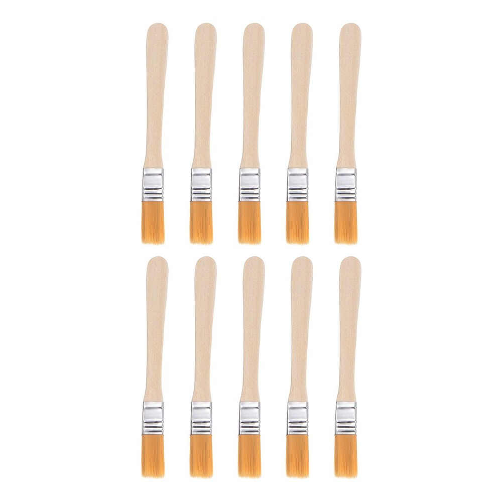 0.5" Width Small Paint Brush Nylon Bristle with Wood Handle Tool 10Pcs