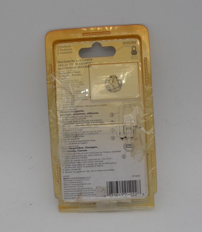 NEW Master Lock 930DPF Contractor Grade Padlock Solid Steel USA NOS