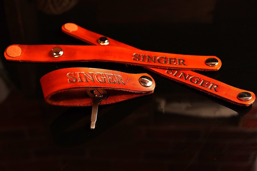 Singer sewing machine Bent Wood case KEY STRAP