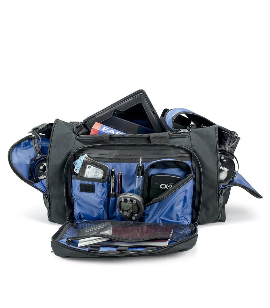 ASA AirClassics Pilot Flight Bag Pro 2 Black Blue Multi Pockets EUC