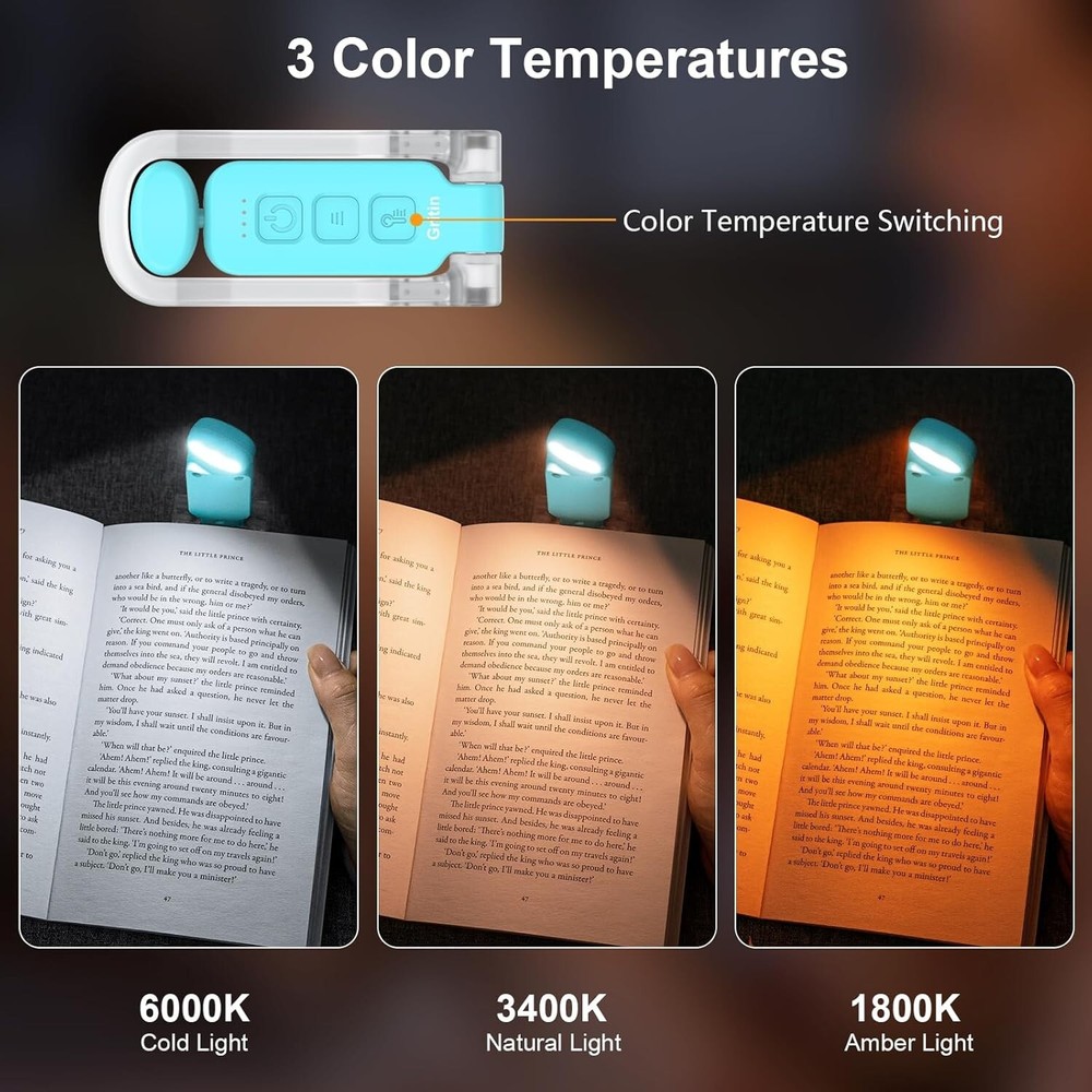 Gritin Rechargeable Book Light for Reading in Bed with Memory Function-Mini Port