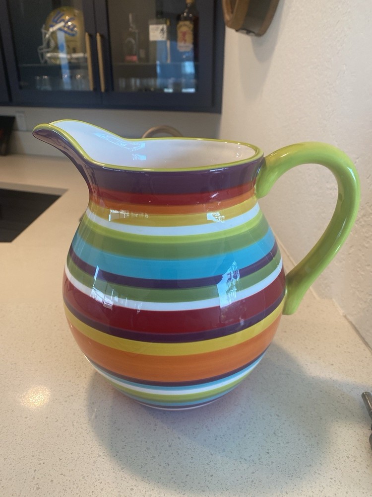 Crate & Barrel Large Carnivale Stripe Pitcher