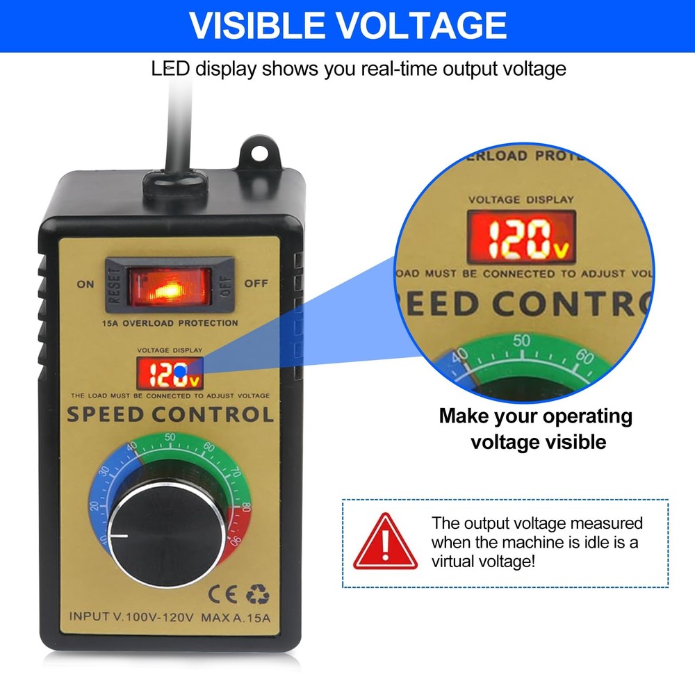 Variable Voltage Regulator 120V 15A 4000W AC Motor Speed Controller Dimmer