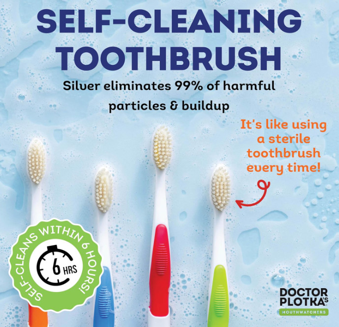 MOUTHWATCHERS Dr. Plotka's Soft Bristle Toothbrush, 4-Pack, For Sensitive Teeth